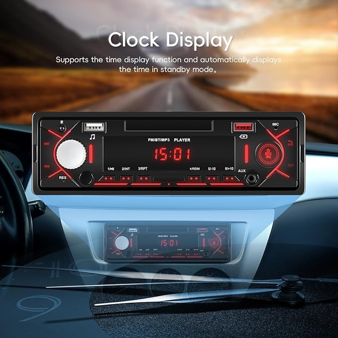 Car Radio Single Din Bluetooth Digital Car Stereo Receiver Hands-Free Calls - Image 6