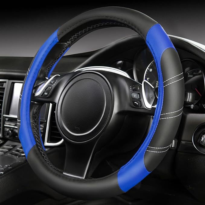 CAR PASS Line Rider Microfiber Leather Sporty Steering Wheel Cover Universal - Image 7