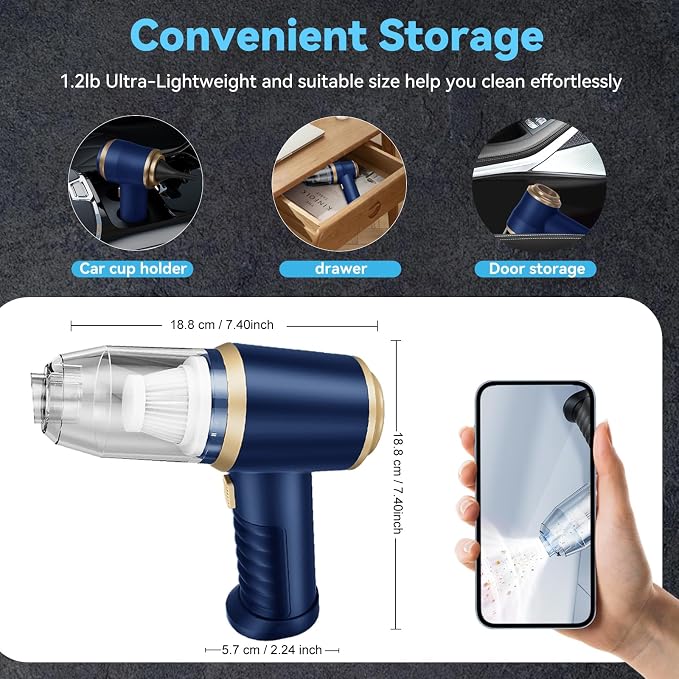 Mini Car Vacuum Portable Cordless Handheld Vacuum Cleaner and Air Duster 2 in 1 - Image 6
