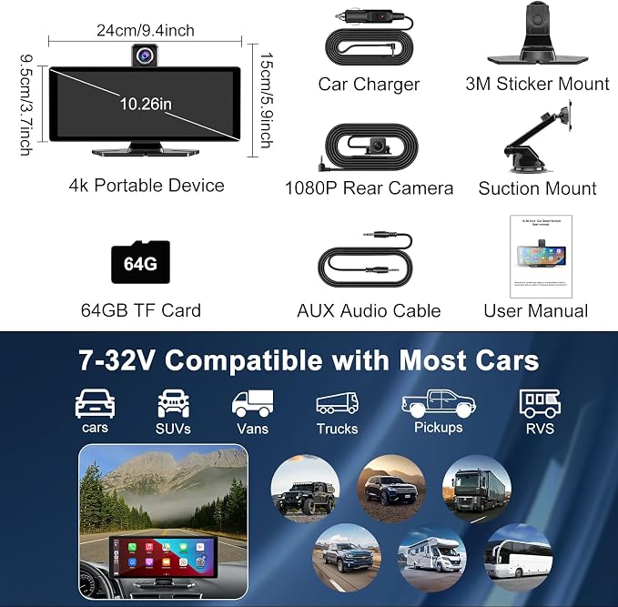 Carplay Screen for Car, 10.26" HD Car Stereo for Apple Carplay & Android Auto - Image 9