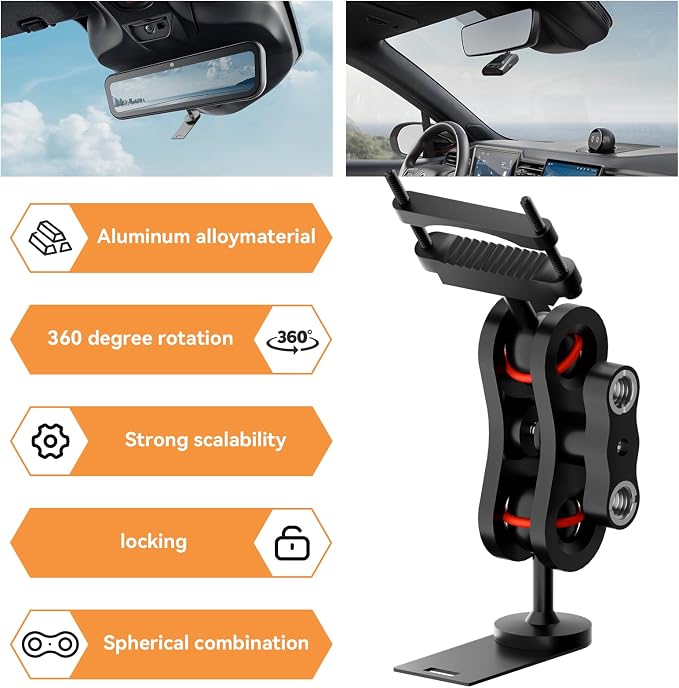 Radar Detector Mount, Aluminum Rearview Mirror Rod Radar Bracket, Suitable - Image 4