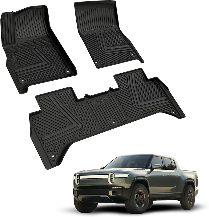 LASFIT Floor Mats for Rivian R1T 2024 2023 2022, All Weather Floor Liner TPE - Image 9