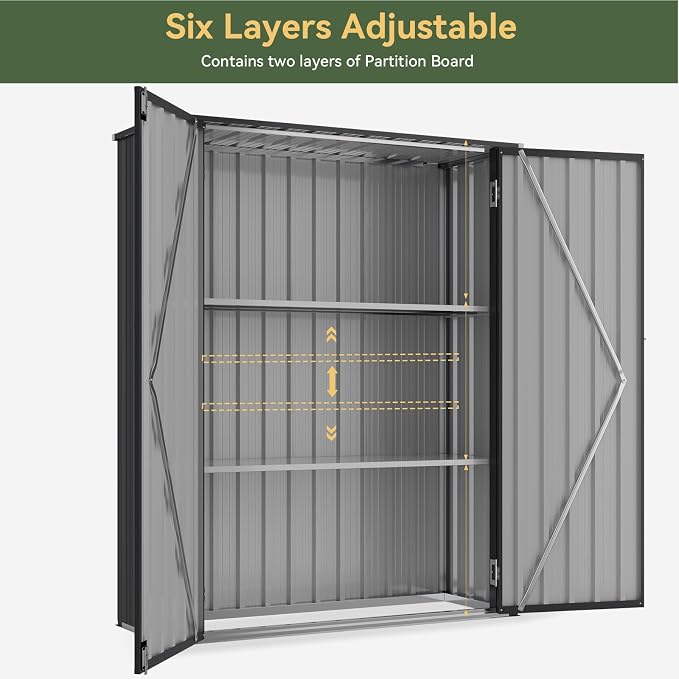 Aoxun 55x19 in Outdoor Storage Cabinet Metal Garden Shed - Image 2