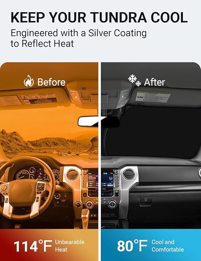 Proadsy for Tundra 2007-2021 Windshield Sun Shade 4-Layer Foldable Front - Image 3