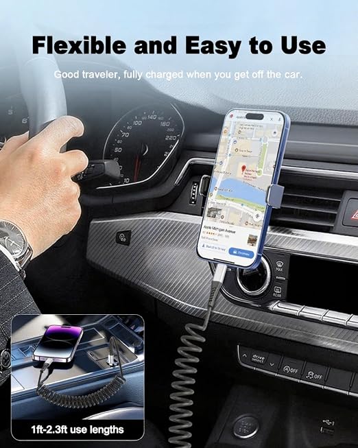 Coiled USB C to Lightning Cable, 2 Pack Retractable iPhone Charging Cable - Image 2