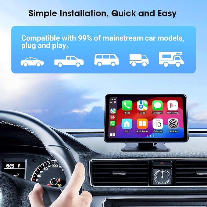 7" Portable Wireless CarPlay & Android Auto Car Stereo - Image 5