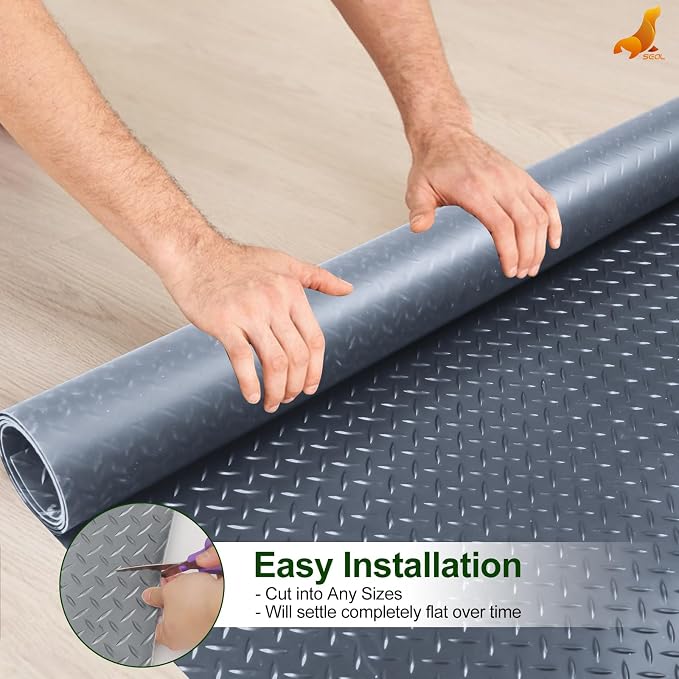 SEAL 4 x 10 Ft Premium Garage Floor Mat, Solid 2.8mm Thick Gray Commercial - Image 6