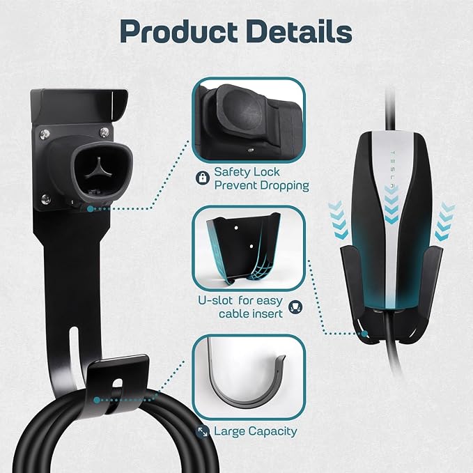 Tesla Charger Holder Wall Mount Kit, Wall Mount Cable Organizer Bracket - Image 5
