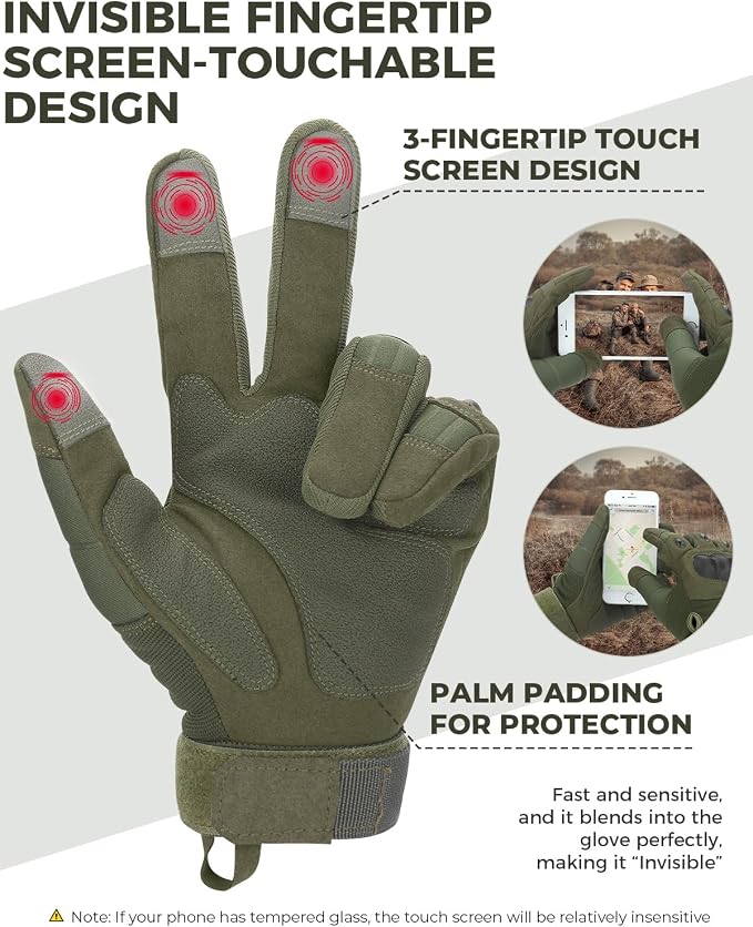 KEMIMOTO Tactical Gloves for Men, Touchscreen Motorcycle Gloves - Image 3