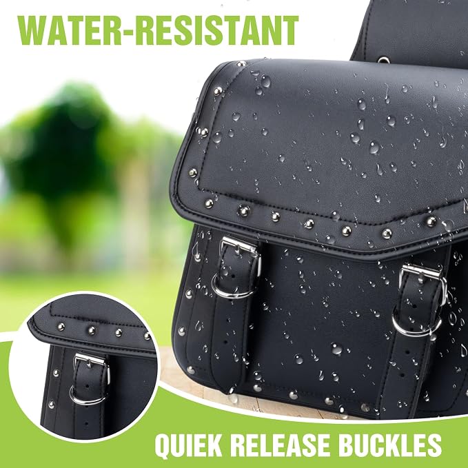 30L Motorcycle Saddlebags Water-Resistant PU Leather Storage - Image 4