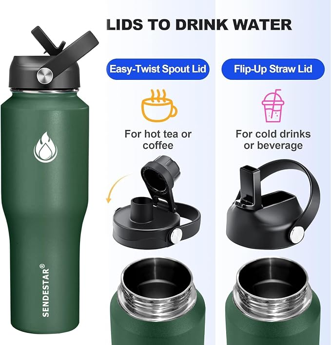 SENDESTAR 32oz Water Bottle Wide Mouth Stainless Steel Vacuum Insulated Double - Image 3
