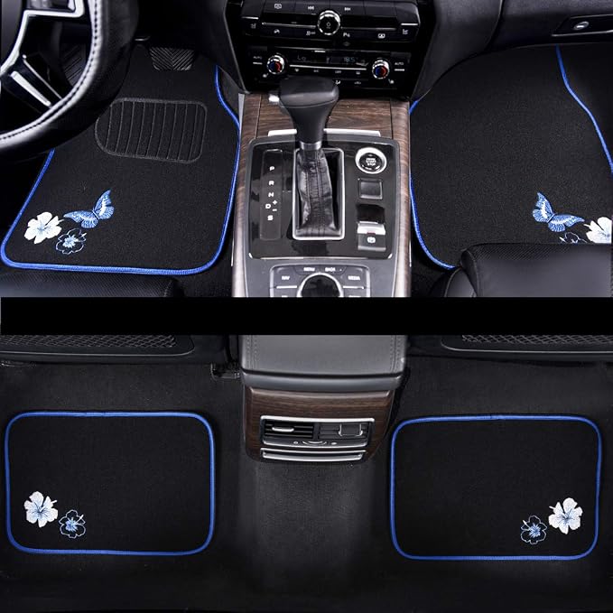 CAR PASS Universal Fit Embroidery Butterfly and Flower Car Floor Mats, - Image 5