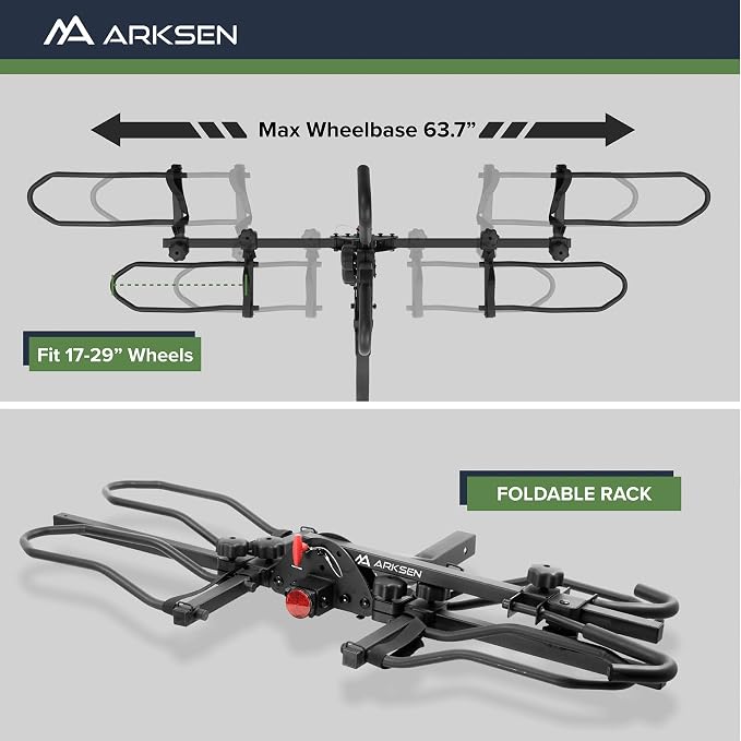 Arksen Hitch Mounted Bike Rack Smart Tilting 2-Bike Platform Style 150 lbs - Image 6