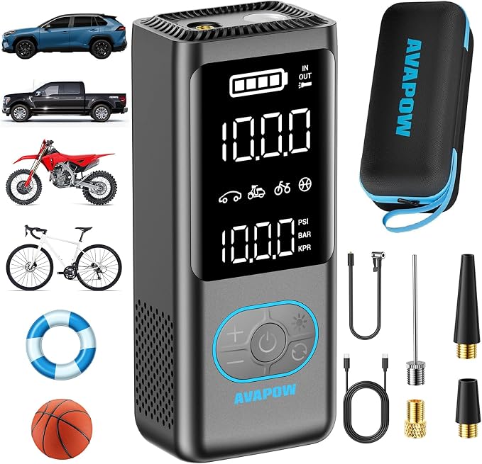 AVAPOW Tire Inflator Portable Air Compressor, 150 PSI Cordless Car Tire Air Pump by AVAPOW
