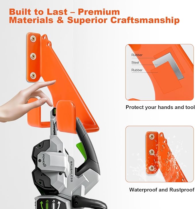 Chainsaw Hanger, 1 Pack Durable Chainsaw Holder, Heavy Duty Wall Mount Hanger - Image 3