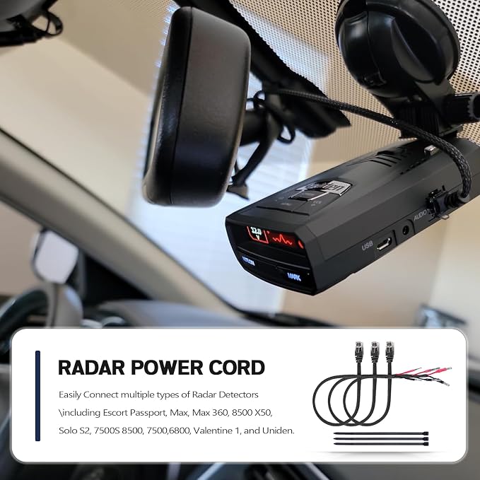 Xislet 16.5" Radar Detector Hardwire Power Cord Mirror Wire Plug Tap Compatible - Image 5