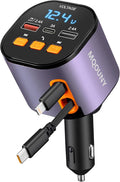Retractable Car Charger, 5 in 1 Fast Car Phone Charger 90W, Handsfree Call by MQOUNY