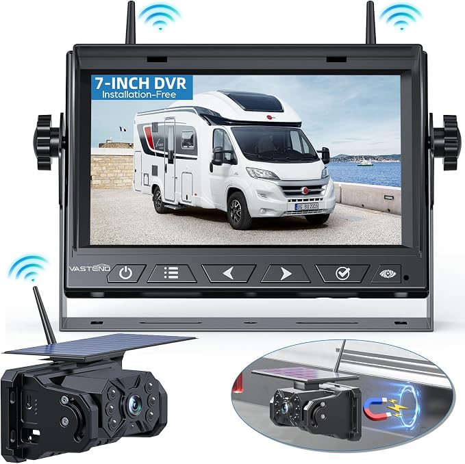 Magnetic Solar Wireless Backup Camera No Installation VASTEND 1080P 7'' RV - Image 9