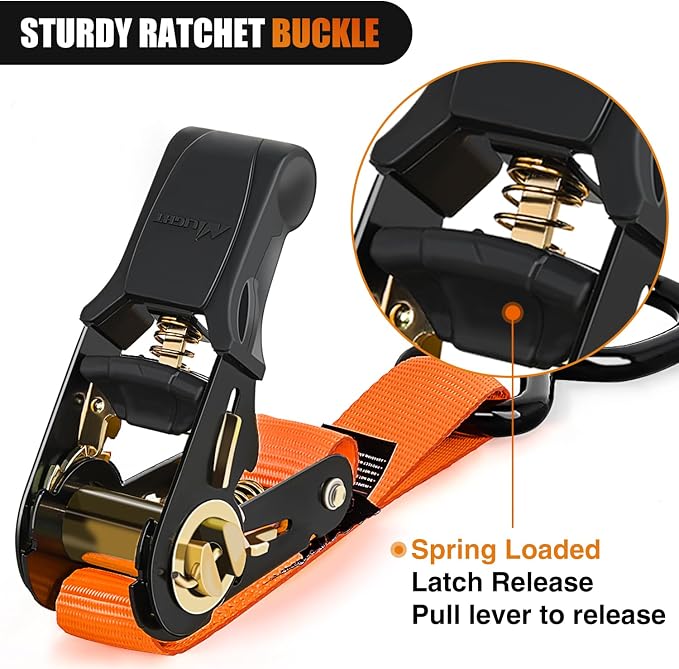 Nilight Ratchet Tie Down Straps 4500Lbs Max Break Strength 1”×15’ Heavy Duty - Image 3