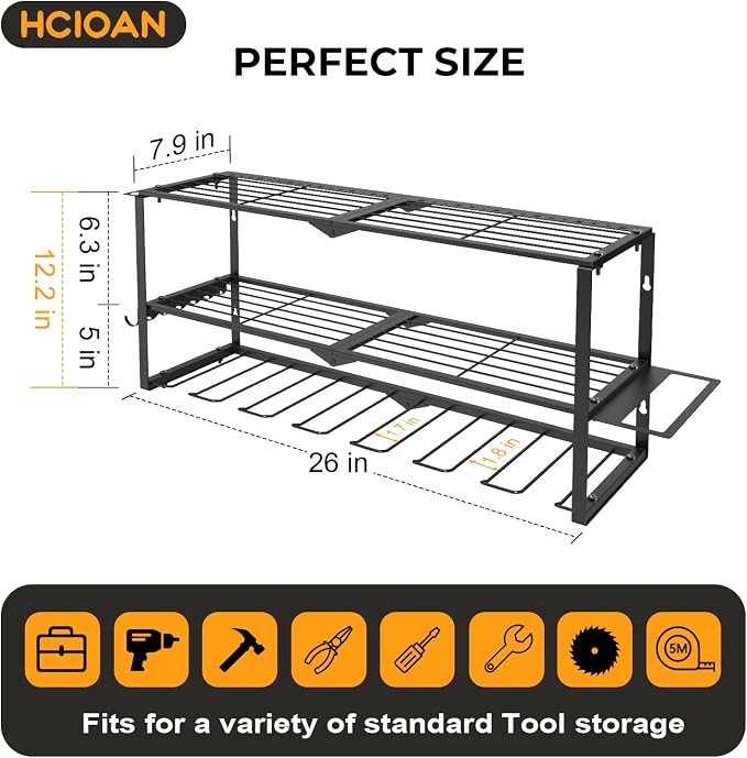 Large Power Tool Organizer Wall Mount, Power Tool Shelf System Battery Storage - Image 2