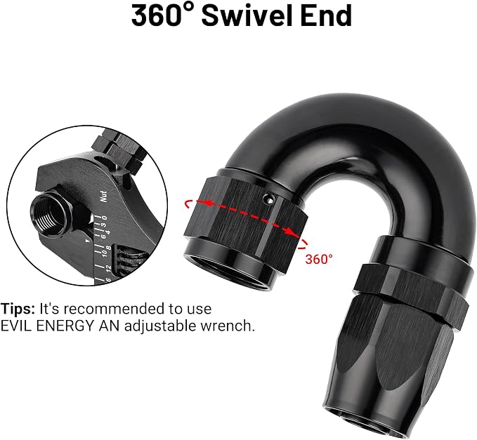EVIL ENERGY 10AN 180 Degree One Piece Full Flow Hose End Fitting Swivel - Image 4