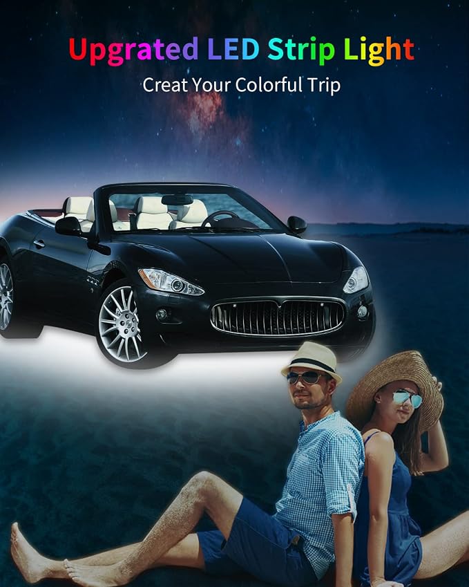 12V Car LED Strip Light, 24inch Car Interior Light Strip IP68 Waterproof - Image 2