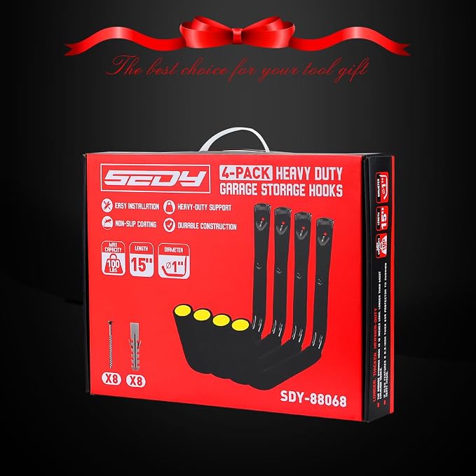 SEDY 4-Piece 15" 100 Lbs Heavy Duty Garage Storage Hooks, Kayak Storage Rack - Image 9