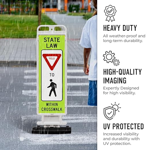 State Law Yield For Pedestrian Within Crosswalk R1-6a MUTCD Sign, Double Sided - Image 6