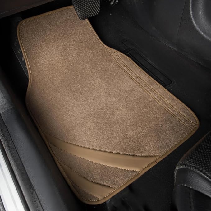 CAR PASS Beige Car Floor Mats, Edge Leather Waterproof Car Mats - Image 6