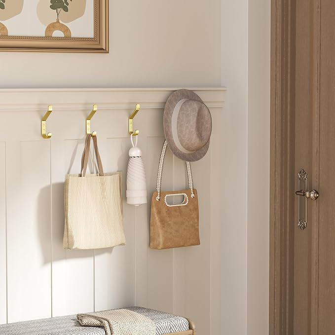 Coat Hooks Wall Mount for Hanging: 20LB Sturdy Hanger for Backpack, for Closet - Image 4