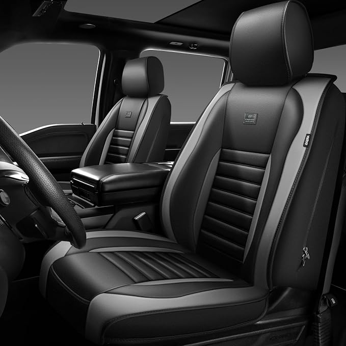 CAR PASS Nappa Leather Car Seat Covers Front Seats, Luxury Seat Protector by CARPASS