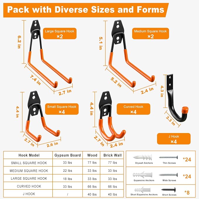 LANDNEOO Garage Hooks, Heavy Wall Mount Duty Hooks - Image 2