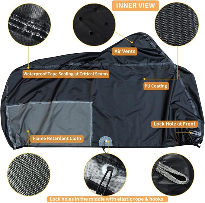 Motorcycle Cover Waterproof Outdoor 80 inches Length All Season Universal - Image 2