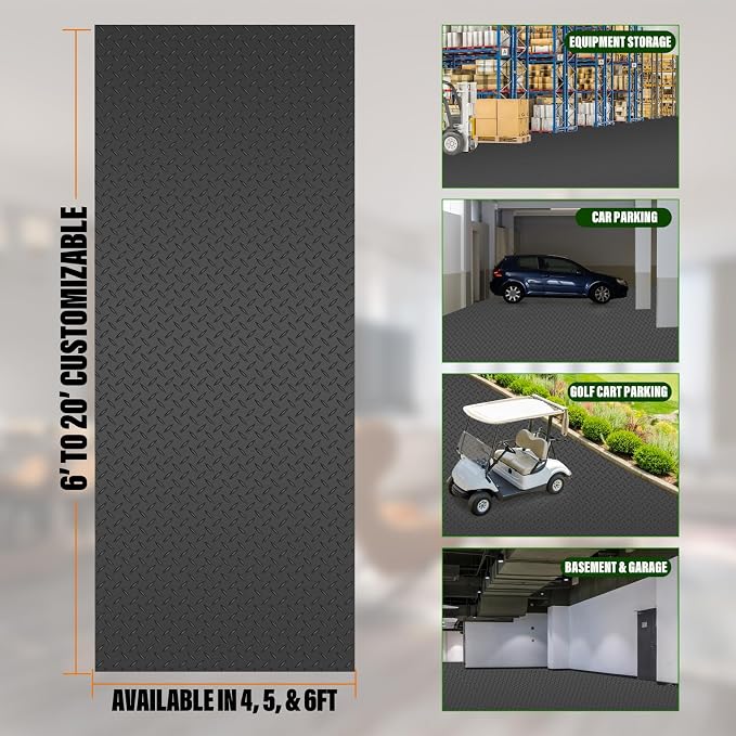 SEAL 5 x 10 Ft Premium Garage Floor Mat, Solid 2.8mm Thickened Black Commercial - Image 3