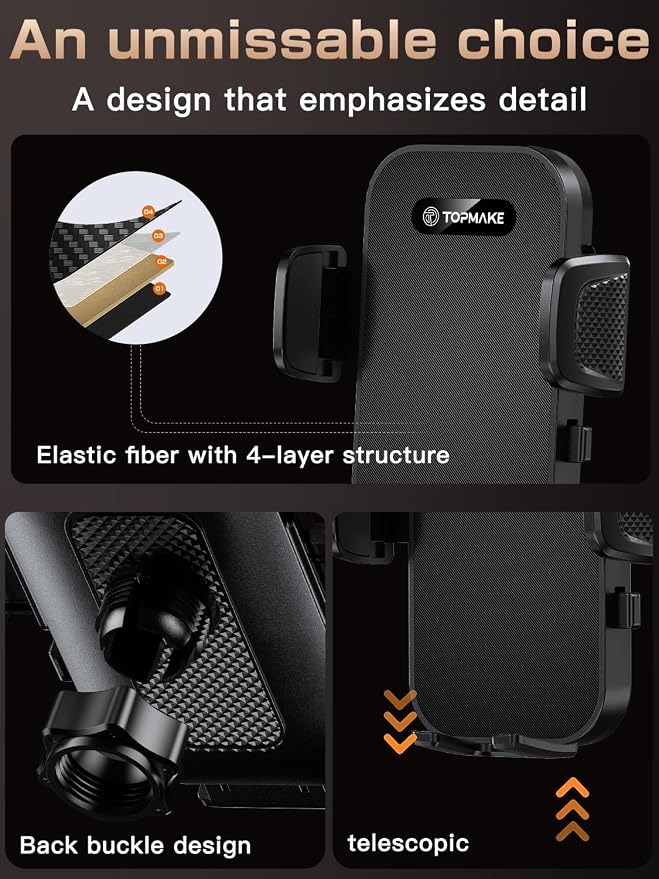 Topmake Car Phone Holder Mount, 【2025 Upgrade】 3-in-1 Cell Phone Holder - Image 4