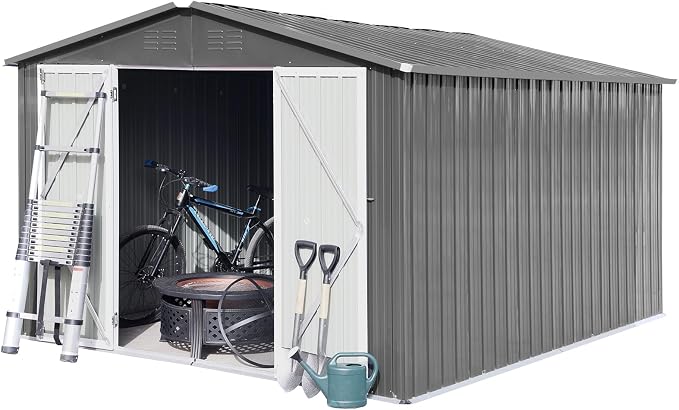 12 x 10 FT Metal Garden Shed, Outdoor Storage Shed - Image 3