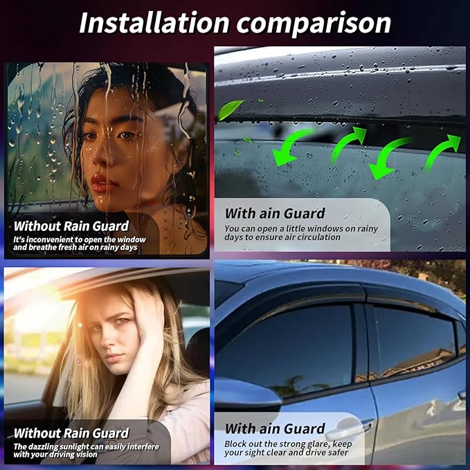 Rain Guards Side Window Visor Vent Outside Mount - Image 4