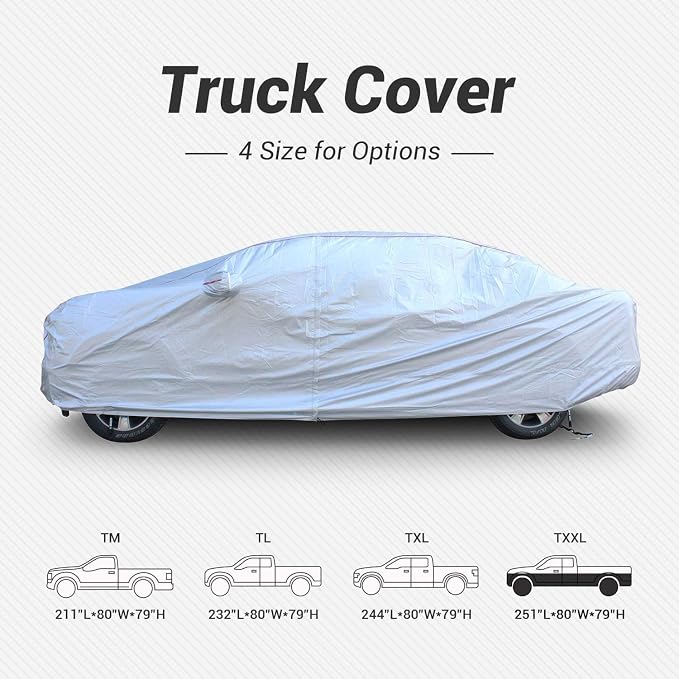 Tecoom Hard Shell Truck Car Cover Waterproof Windproof Zipper Design - Image 5