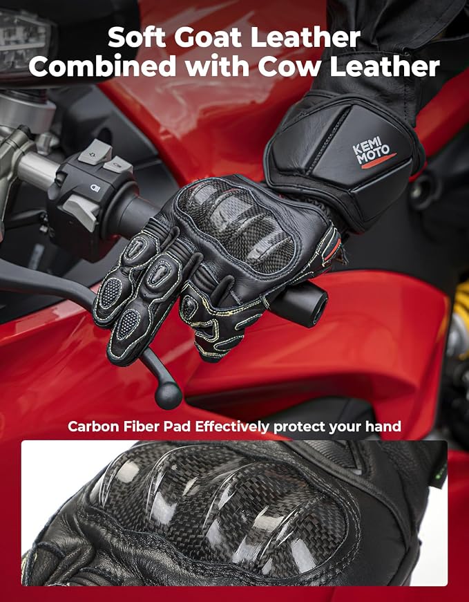 KEMIMOTO Leather Motorcycle Gloves - Image 5