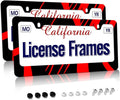 Stainless Steel Red Black License Plate Frame Red Metal License Plate Frame Car by Unknown