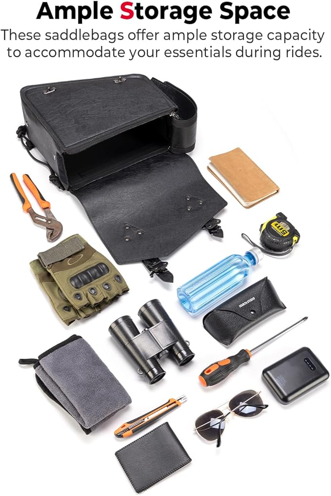 KEMIMOTO Motorcycle Saddlebags Leather Side Bags 12L Compatible - Image 3