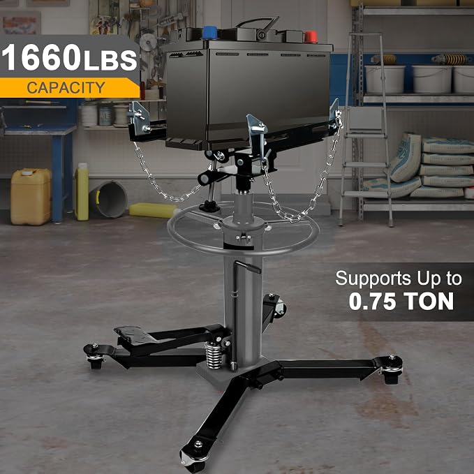 Transmission Jack 1660 lbs/ 0.75 Ton Capacity Hydraulic Telescopic Transmission - Image 2