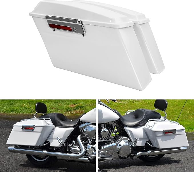 XFMT White Hard Saddlebags Saddle Bags Trunk W/Black Conversion Brackets - Image 5