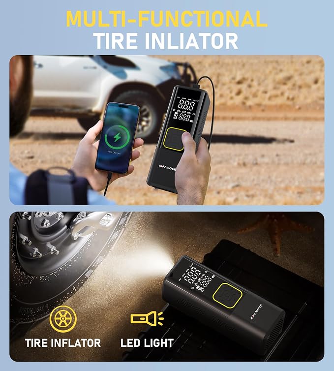 Tire Inflator Portable Air Compressor, InflaVive 3X Fast Inflate Cordless Air - Image 6