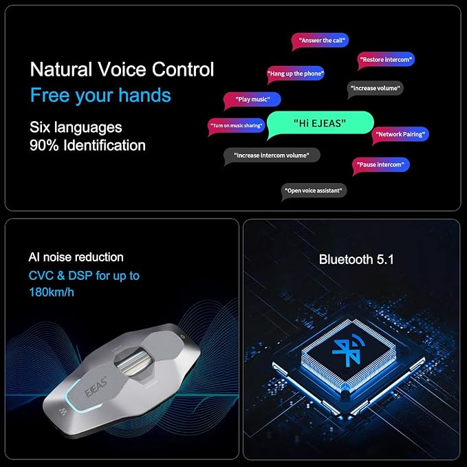 SolaMr X10 Motorcycle Helmet Bluetooth Headset Speakers Headphone, Ski Helmet - Image 8