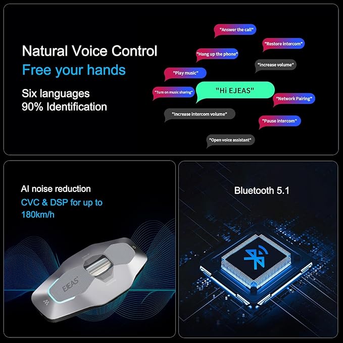 SolaMr X10 Motorcycle Helmet Bluetooth Headset Speakers Headphone, Ski Helmet - Image 8
