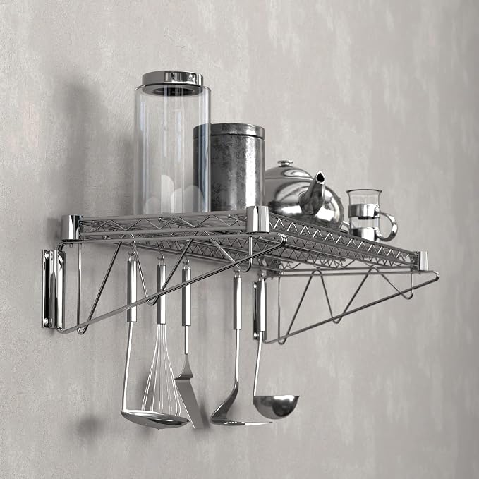 14" x 36" Chrome Wire Wall Mount Shelf - Image 6
