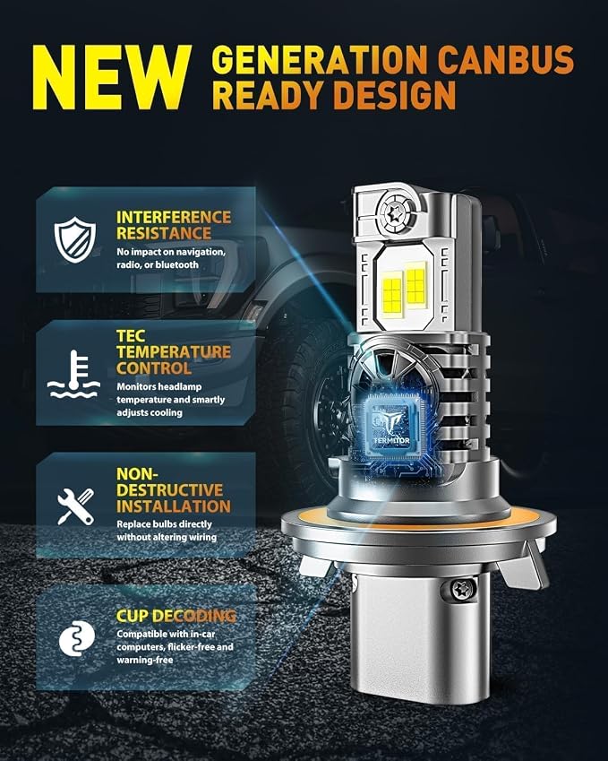 Upgraded H13/9008 Bulbs, 000LM 10X Super Brighter, 85000+ Hours Long Service - Image 6