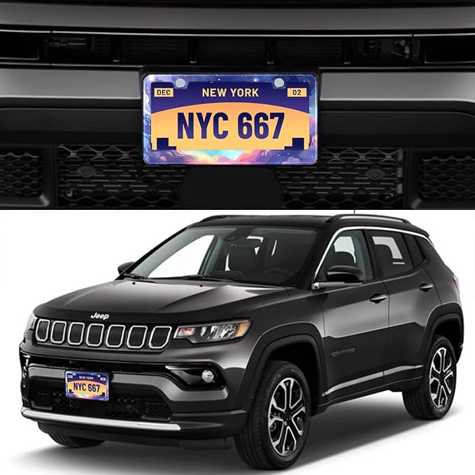 Space Galaxy License Plate Frame Blue Cloud Stars Sky Stainless Steel License - Image 2