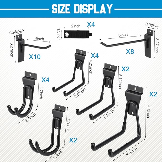 Landhoow 36 Pcs Slatwall Hooks & Hangers 32 Pcs Heavy Duty Slat Wall Hanging - Image 3